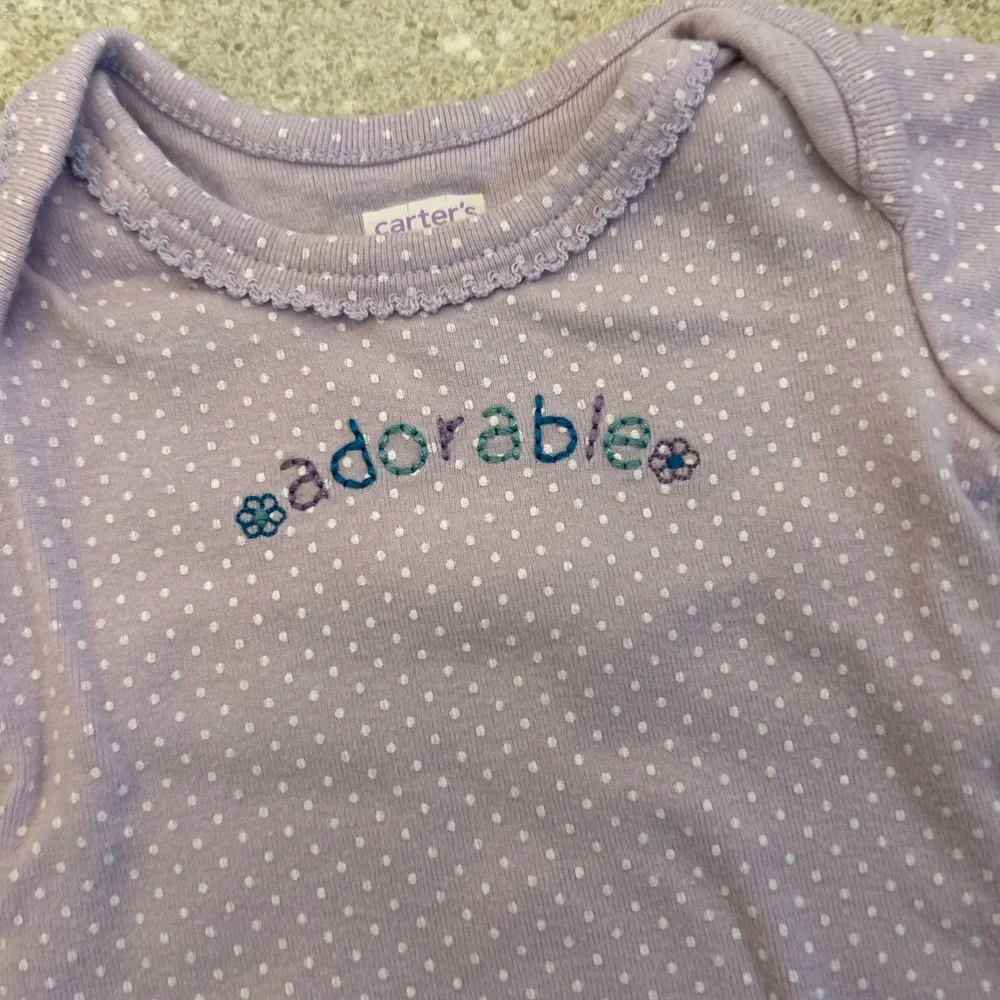 2‎ Carter’s Baby Girl Onesies Teal Little Angel and Purple Polka Dot Adorable